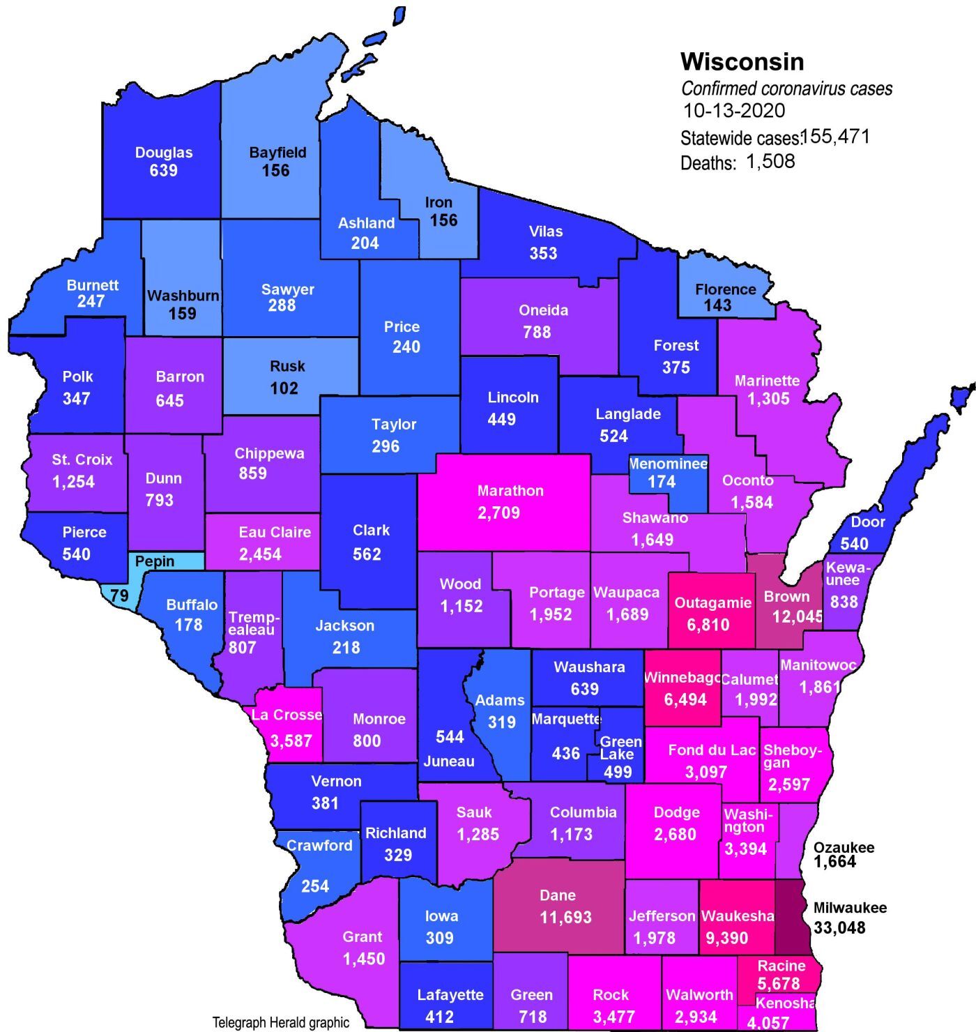 Where is COVID in Wisconsin? (10-13-20)